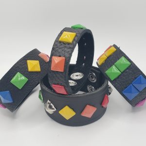 Rainbow Pyramid Stud Cuffs